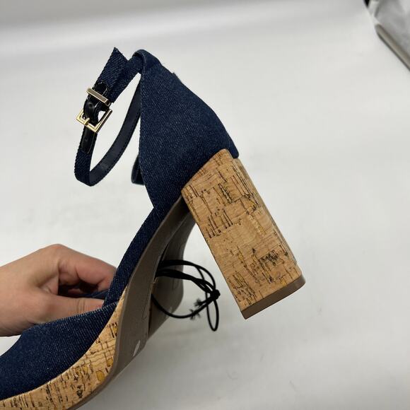 Worthington Womens Panama Block Heel Pumps Denim Size 7.5M - Picture 9 of 11